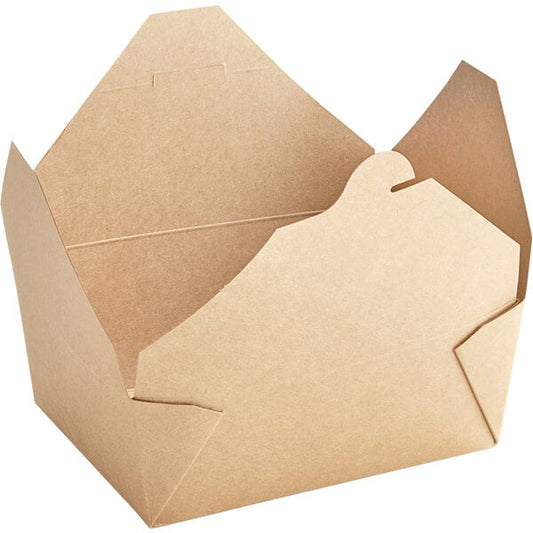 Take-Out Container, Folded Paper #8  6" x 4 3/4" x 2 1/2", Microwavable