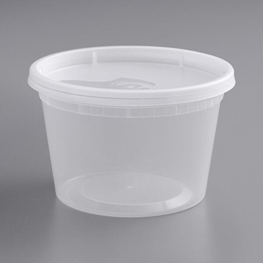 Deli Container and Lid, Translucent Plastic, Heavy Duty, 16 oz., Microwavable